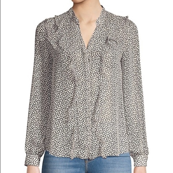 L’agence XS Nadine ruffled heart blouse sheer - Picture 1 of 12